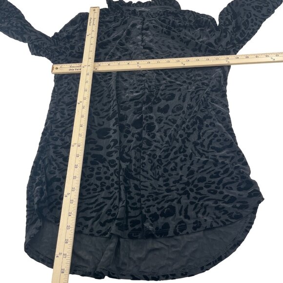 White House Black Market Womens Animal Print Blouse Large semi sheer velvet - Picture 2 of 5